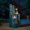 Glitzhome® 31.75" Turquoise 4-Tier Dandelion Texture Vase-Shaped Ceramic Outdoor Fountain with LED Light